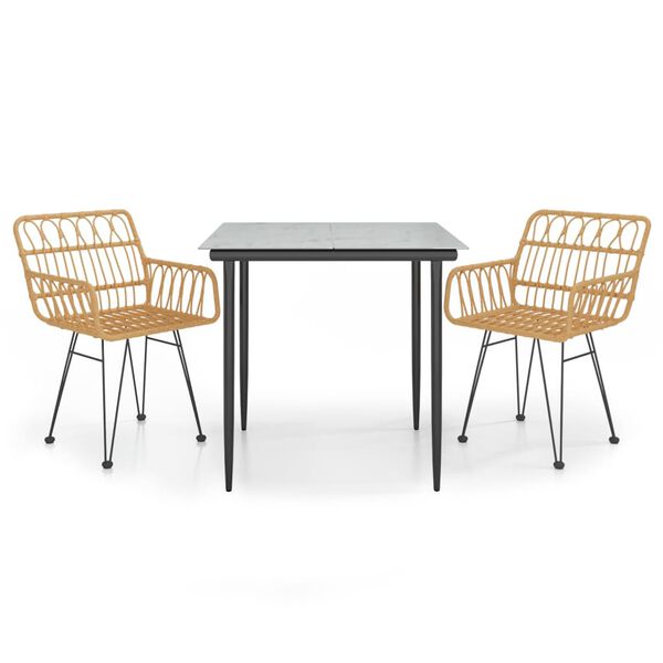 vidaXL Ensemble à manger de jardin 3 pcs Résine tressée