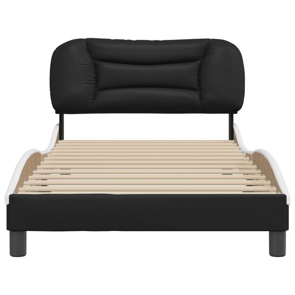 vidaXL Cadre de lit sans matelas Hvar noir blanc 100x190 cm similicuir