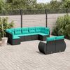 vidaXL Salon de jardin 9 pcs avec coussins noir r&eacute;sine tress&eacute;e