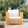 vidaXL Fauteuil de jardin avec coussins cr&egrave;me Bois de teck massif