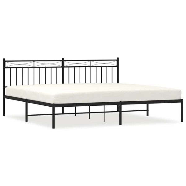 vidaXL Cadre de lit m&eacute;tal sans matelas avec t&ecirc;te de lit noir 193x203cm