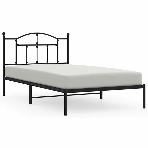vidaXL Cadre de lit m&eacute;tal sans matelas avec t&ecirc;te de lit noir 100x200cm