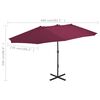 vidaXL Parasol d'extérieur avec mât en aluminium rouge bordeaux
