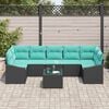 vidaXL Ensemble de Canap&eacute;s 8 pcs Noir et turquoise polyrotin