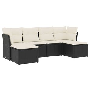 vidaXL Salon de jardin 6 pcs avec coussins noir r&eacute;sine tress&eacute;e