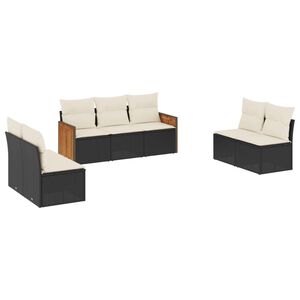 vidaXL Salon de jardin 7 pcs avec coussins noir r&eacute;sine tress&eacute;e