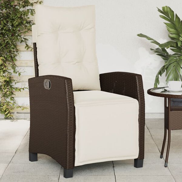 vidaXL Chaise inclinable de jardin repose-pied marron r&eacute;sine tress&eacute;e