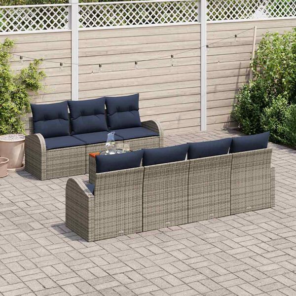 vidaXL Ensemble de canap&eacute; de jardin avec coussin 8 pcs Gris polyrotin