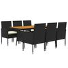 vidaXL Mobilier &agrave; d&icirc;ner d'ext&eacute;rieur 7 pcs R&eacute;sine tress&eacute;e Noir