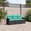 vidaXL Salon de jardin 3 pcs avec coussins noir r&eacute;sine tress&eacute;e