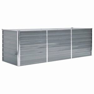 vidaXL Lit sur&eacute;lev&eacute; de jardin Acier galvanis&eacute; 240x80x77 cm Gris
