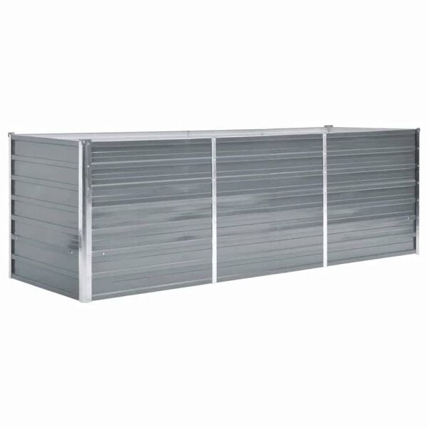 vidaXL Lit sur&eacute;lev&eacute; de jardin Acier galvanis&eacute; 240x80x77 cm Gris