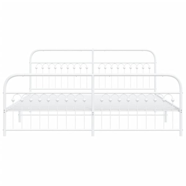 vidaXL Cadre de lit m&eacute;tal sans matelas et pied de lit blanc 193x203 cm