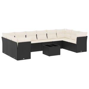 vidaXL Salon de jardin 11 pcs avec coussins noir r&eacute;sine tress&eacute;e