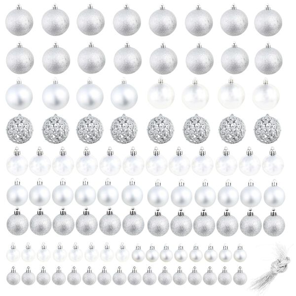 vidaXL Ensemble de boules de No&euml;l 100 pcs 3/4/6 cm Argent&eacute;
