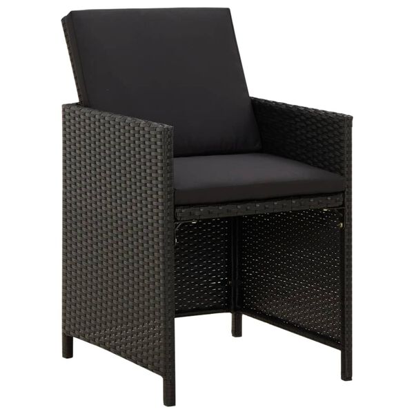 vidaXL Chaises de jardin avec coussins lot de 4 Résine tressée Noir