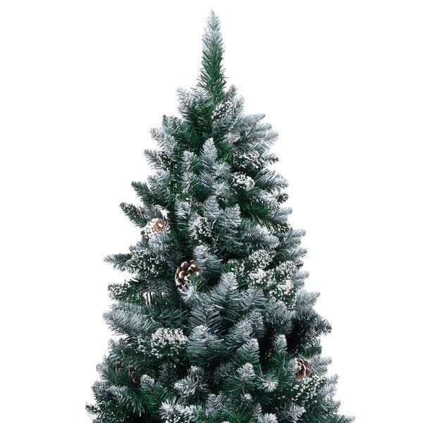 vidaXL Sapin de Noël avec LED et pommes de pin et neige blanche 210 cm
