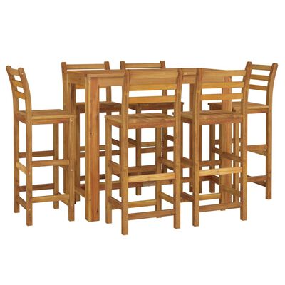 vidaXL Ensemble de bar de jardin 7 pcs bois d'acacia solide