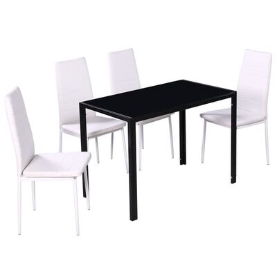 vidaXL Ensemble de table et de chaises 5 pièces noir et blanc