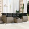 vidaXL Salon de jardin avec coussins 7 pcs gris r&eacute;sine tress&eacute;e