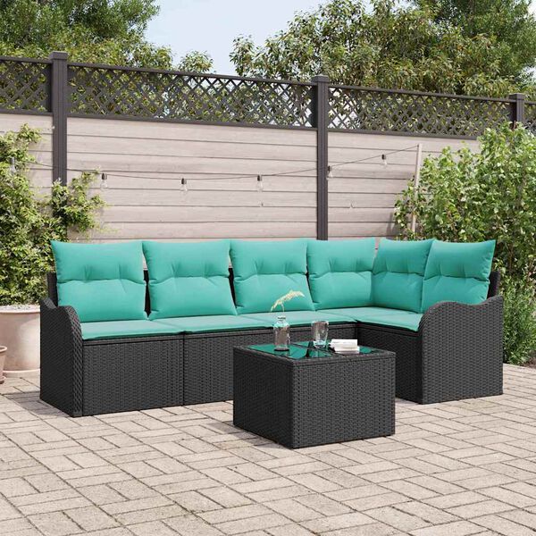 vidaXL Ensemble de canap&eacute; de jardin avec stockage 6 pcs Noir polyrotin