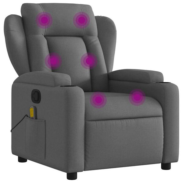vidaXL Fauteuil inclinable de massage gris fonc&eacute; tissu