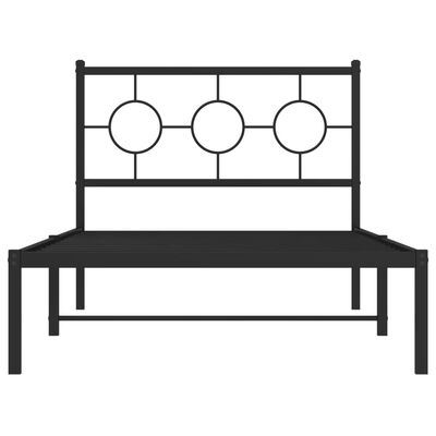 vidaXL Cadre de lit métal avec tête de lit noir 100x200 cm