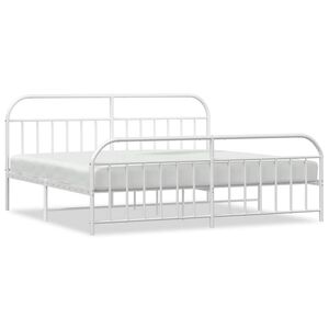 vidaXL Cadre de lit métal sans matelas et pied de lit blanc 193x203 cm