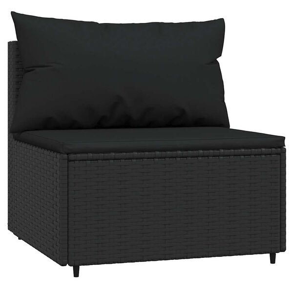 vidaXL Canapés centraux de jardin et coussins 2pcs Noir Résine tressée
