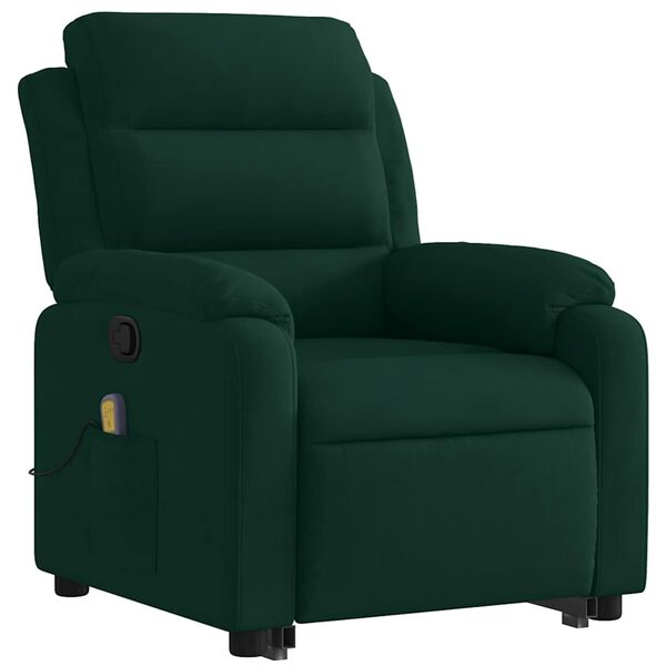 vidaXL Fauteuil inclinable de massage vert fonc&eacute; velours