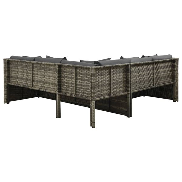 vidaXL Salon de jardin 4 pcs avec coussins résine tressée gris