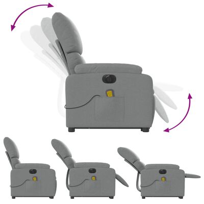 vidaXL Fauteuil inclinable de massage électrique gris clair tissu