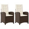 vidaXL Chaises inclinables de jardin lot de 2 et coussins marron rotin