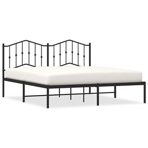 vidaXL Cadre de lit m&eacute;tal sans matelas avec t&ecirc;te de lit noir 183x213cm