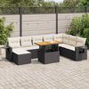 vidaXL Salon de jardin 9 pcs avec coussins noir r&eacute;sine tress&eacute;e