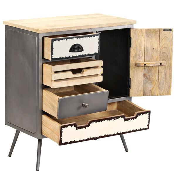 vidaXL Buffet Bois de manguier massif et acier 65x33x76 cm