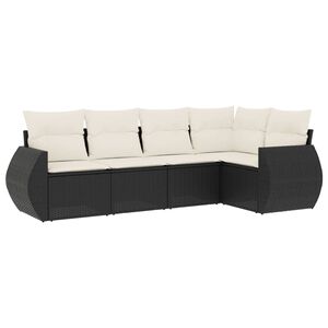vidaXL Salon de jardin 5 pcs avec coussins noir r&eacute;sine tress&eacute;e