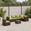 vidaXL Salon de jardin avec coussins 7 pcs marron r&eacute;sine tress&eacute;e