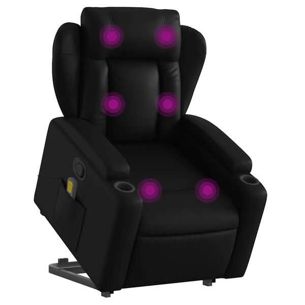vidaXL Fauteuil inclinable de massage noir similicuir