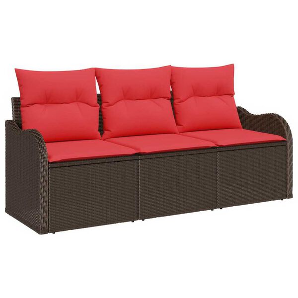 vidaXL Ensemble de canapé de jardin 3 pcs Marron Poly rotin