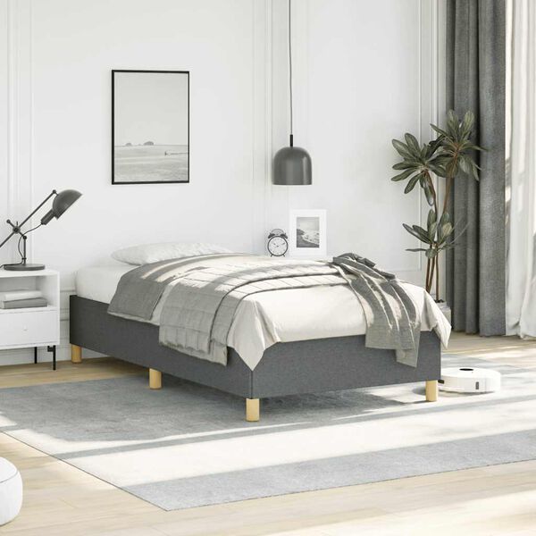 vidaXL Cadre de lit gris fonc&eacute; 100x190 cm tissu