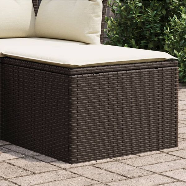 vidaXL Tabouret de jardin avec coussin brun 55x55x37 cm r&eacute;sine tress&eacute;e