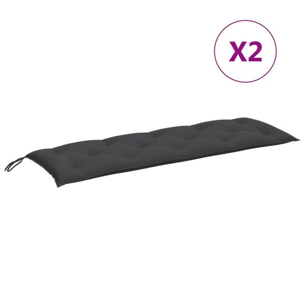 vidaXL Coussins de banc de jardin lot de 2 anthracite m&eacute;lang&eacute; tissu