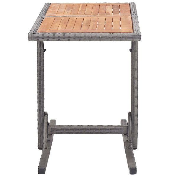 vidaXL Table de jardin Anthracite R&eacute;sine tress&eacute;e et bois d'acacia