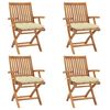 vidaXL Chaises pliables de jardin avec coussins lot de 4 Teck solide