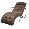 vidaXL Chaise longue avec oreiller marron tissu &agrave; l'aspect de daim