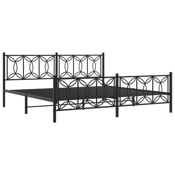 vidaXL Cadre de lit m&eacute;tal sans matelas avec pied de lit noir 193x203cm