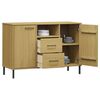 vidaXL Buffet avec pieds en m&eacute;tal Marron 113x40x77 cm Bois massif OSLO