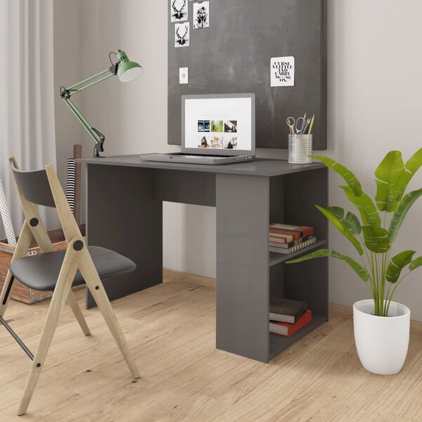 vidaXL Bureau Gris brillant 110x60x73 cm Aggloméré