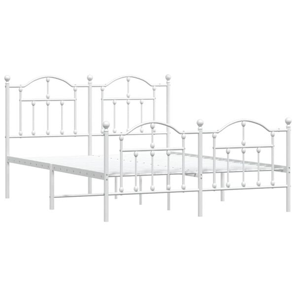 vidaXL Cadre de lit métal sans matelas et pied de lit blanc 135x190 cm